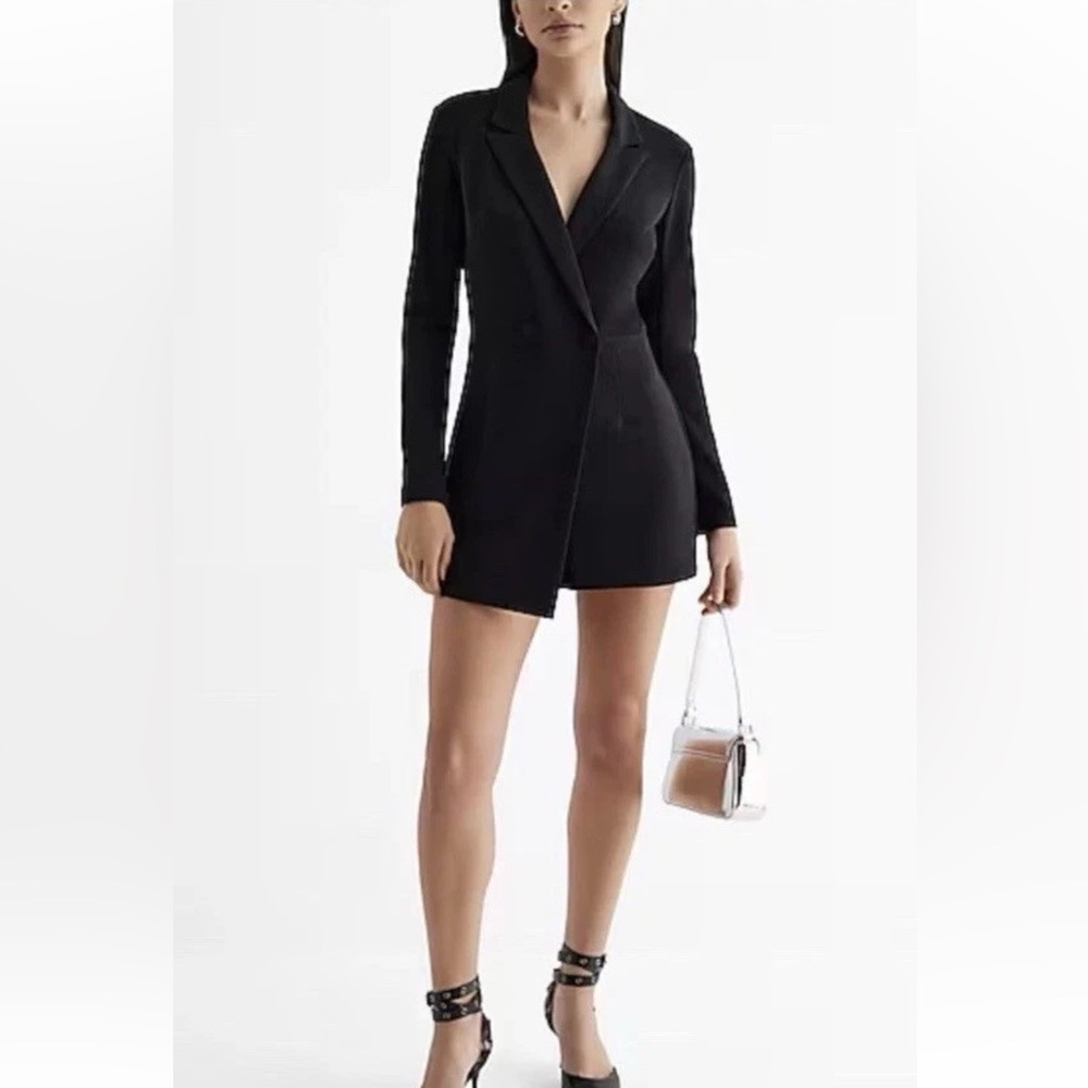 Express Black Blazer Romper Suit One Piece Jumpsuit Mini Dress Size XS
